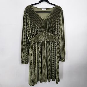 Funky Olive Green Velvet Dress